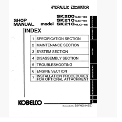 หนังสือ คู่มือซ่อม วงจรไฟฟ้า วงจรไฮดรอลิก จักรกลหนัก Kobelco Hydraulic Excavator SK200, SK210 (ทั้งคัน) EN