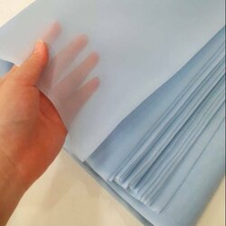 ผ้าไหมแก้ว ไหมแท้ 100% เนื้อโปร่งบางเบา สีฟ้าเทา ตัดขายตามความยาวหลา รหัส C1-115-32