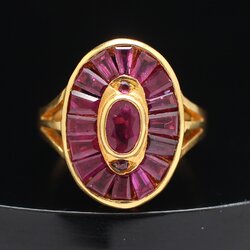 RG250190 แหวนทับทิมเจียรไน ทองแท้ 90% นน.รวม 5.7 กรัม ขนาดแหวน 54