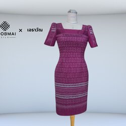 แบบตัดชุด เดรสผ้าไหม (ไม่รวมผ้า) chobmai x ARW รหัส CUT-ARW-0213680