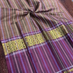 ผ้าขาวม้า ไหมแท้ ยกขิดดิ้นลายช้าง มีชายครุย ขนาด 65X200ซม. รหัส R4E-NY-3