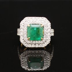 RG250590 แหวนมรกตล้อมเพชร 2 ชั้น เพชรแท้ 1.04 กะรัต มรกต 2.19 กะรัต ทองแท้ 9k นน.รวม 4.7 กรัม ขนาดแหวน 51