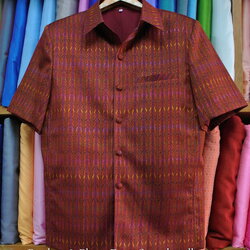 เสื้อซาฟารี คอปก เสื้อผ้าไหมพื้นเมืองสุรินทร์ รหัส DRH-040