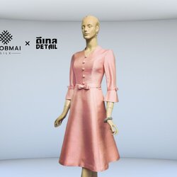 แบบตัดชุด เดรสผ้าไหม (ไม่รวมผ้า) chobmai x Detail รหัส CUT-DT-03306617