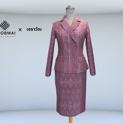 แบบตัดชุด แยกชิ้น เสื้อ+กระโปรง ผ้าไหม (ไม่รวมผ้า) chobmai x ARW รหัส CUT-ARW02136106