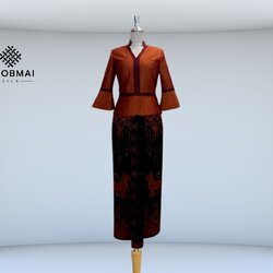 แบบตัดชุด แยกชิ้น เสื้อ+กระโปรง ผ้าไหม (ไม่รวมผ้า) chobmai x ARW รหัส CUT-ARW-0321675