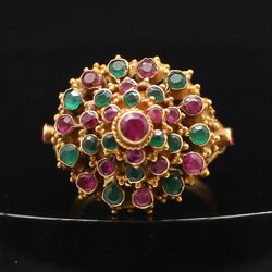 RG250255 แหวนแก้วหลากสีทรงฉัตร ทองแท้ 90% นน.รวม 9.2 กรัม ขนาดแหวน 59