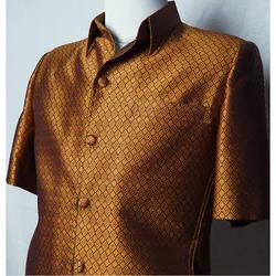 เสื้อซาฟารี คอปก ลูกแก้ว ทรงซาฟารี เฉดสีน้ำตาลทอง รหัส DT-CT100700