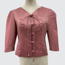 เสื้อแขนสามส่วน ตัดเย็บจากไหมสีพื้นเนื้อเรียบ ไหมแท้ 100% | ตัดเย็บตามรูปร่าง | เลือกผ้า ส่งไซส์ได้