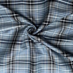 ผ้าไหมลายสก็อต เนื้อเรียบ สีขาวสลับดำ ตัดขายเป็นเมตร รหัส A8-76-P4612