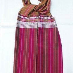 ผ้าขาวม้า ผ้าไหม ไหมแท้ ขนาด 70x200cm ขิดลายช้าง สีพื้นเมือง รหัส R4E-015