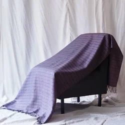 ผ้าคลุมไหล่ผ้าไหม ผืนใหญ่ มัดย้อม มีชายครุย ขนาด 100x180ซม. สีม่วง รหัส ZYH-CT-102635