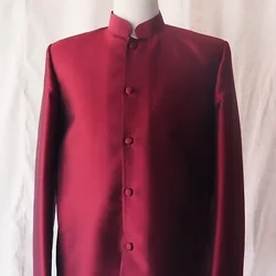 เสื้อสูทซาฟารี สูทคอจีน ทรงพระราชทาน ไหมแท้ เบอร์กันดีคลาสสิก รหัส DM-CT0301667