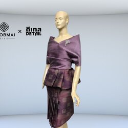 แบบตัดชุด แยกชิ้น เสื้อ+กระโปรง ผ้าไหม (ไม่รวมผ้า)chobmai x Detail รหัส CUT-DT0330666