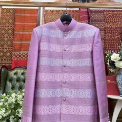 เสื้อสูทไหมแพรวา แขนยาว สีชมพู เลือกไซส์ รหัส DR-BM-13016808465