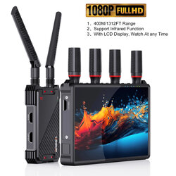 ออกใบกำกับภาษีได้ VRRiiS WL083 Pro Set ตัวส่ง ตัวรับ อะแดปเตอร์รับส่งสัญญาณวิดีโอ HDMI ไร้สาย ระยะไกล สูงสุด400ม. ตัวรับมีจอLCD เพิ่มตัวรับได้สูงสุด 5จุด เพิ่มแบตได้