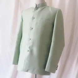 เสื้อสูทคอพระราชทาน แขนยาว เนื้อยกดอกไหมแท้ สีเขียวเทา รหัส DM-CT-0308671