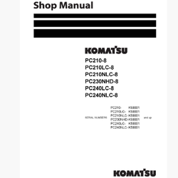 หนังสือ คู่มือซ่อม วงจรไฟฟ้า วงจรไฮดรอลิก จักรกลหนัก PC210-8 K50001 , PC210LC-8 K50001 , PC210NLC-8 K50001 , PC230NHD-8 K50001 , PC240LC-8 K50001 , PC240NLC-8 K50001 (ทั้งคัน) EN