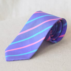 เนคไทผ้าไหมลายริ้ว ขนาดกว้าง 8เซนติเมตร สีฟ้าม่วง รหัส NE-CT-103247