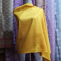 ผ้าคลุมไหล่ผ้าไหม ไหมแท้ สีพื้น ทอยอกดอก ลูกแก้ว ขนาด 60x200ซม. สีเหลืองทอง รหัส ZYB-NY-1224661