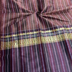 ผ้าขาวม้า ไหมแท้ ยกขิดดิ้นลายช้าง มีชายครุย ขนาด 65X200ซม. รหัส R4E-NY-5