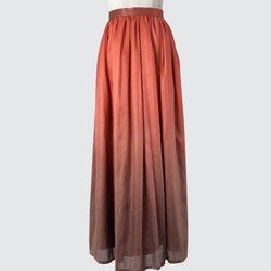 กระโปรงผ้าไหมจีบทวิสสำเร็จรูป (ใช้ผ้า1x2เมตร) ไหมบ้านย้อมสไลด์สี เลือกเฉดสี