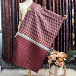 ผ้าขาวม้า ผ้าไหม ไหมแท้ ขนาด 60x200cm ขิดลายช้าง สีพื้นเมือง รหัส R4E-PS-08168