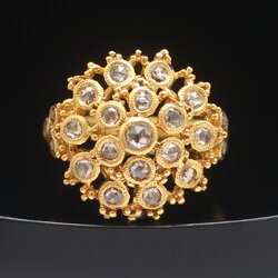 RG250457 แหวนเพชรซีกลูกโลกดอกพิกุล ทองแท้ 90% นน.รวม 4.2 กรัม ขนาดแหวน 53.5