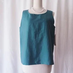 เสื้อผ้าไหมแขนกุด สีฟ้า รหัส TOP-102829