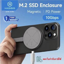Hagibis Magnetic M.2 2230 NVMe SSD Enclosure with Magsafe for iPhone 15 Pro Max ProRes, USB C 3.2 Gen2 Type-C 10Gbps to NVMe PCI-E Adapter, Aluminum External SSD Case for MacBook, iPad Pro, Android