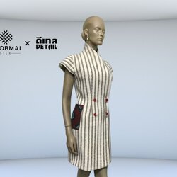 แบบตัดชุด เดรสผ้าไหม (ไม่รวมผ้า) chobmai x Detail รหัส CUT-DT-03306616