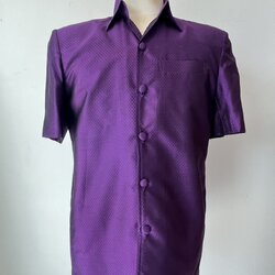 เสื้อซาฟารี คอปก เนื้อยกดอก เฉดสีม่วง ไซส์ M อก42 นิ้ว รหัส DS-119-111068