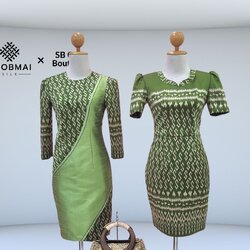 แบบตัดชุด เดรสผ้าไหม (ไม่รวมผ้า) chobmai x SBone รหัส CUT-SB-04016646