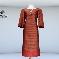 แบบตัดชุด เดรสผ้าไหม (ไม่รวมผ้า) chobmai x PT รหัส CUT-PT-10276612