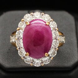 RG250008 แหวนทับทิมพม่าล้อมเพชรพร้อมใบเซอร์ EMIL เพชรแท้ 14 เม็ด 2.52 กะรัต , 6 เม็ด 0.30 กะรัต ทองแท้ 90% นน. 10.9 กรัม ไซส์ 54