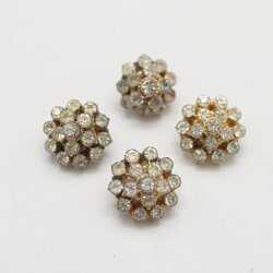 SI226 กระดุมเงินพลอยขาว 4 เม็ด เงินแท้ นน. 6.3 กรัม