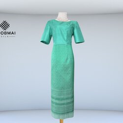 แบบตัดชุด แยกชิ้น เสื้อ+กระโปรง ผ้าไหม (ไม่รวมผ้า) chobmai รหัส CUT-38-07116703