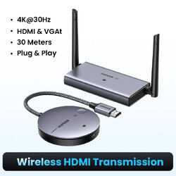 ออกใบกำกับภาษีได้ UGREEN (90909) CM586 4K HDMI Wireless Extender 50M. Video Transmitter & Receiver 2.4GHz/5GHz