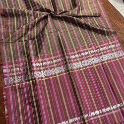 ผ้าขาวม้า ไหมแท้ ยกขิดดิ้นลายช้าง มีชายครุย ขนาด 65X200ซม. รหัส R4E-NY-9