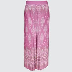 กระโปรงหน้านางจีบชน ผ้าไหมมัดหมี่เนื้อยกดอก ไหมแท้ | เลือกสี แจ้งไซส์ได้