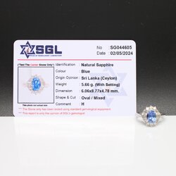 RG250221 แหวนไพลินซีลอน ประดับเพชรแท้ 0.60 กะรัต ตัวเรือน PT900 นน.รวม 5.7 กรัม ขนาดแหวน 52 มีใบเซอร์