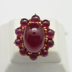 SI197 แหวนทับทิมอัฟริกา ดอกไม้ ตัวเรือนเงินแท้ 92.5 % นน. 13.7 กรัม Size 54