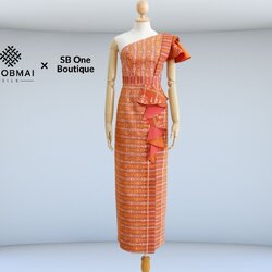 แบบตัดชุด เดรสผ้าไหม (ไม่รวมผ้า) chobmai x SBone รหัส CUT-SB-04016614