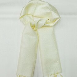 ผ้าพันคอ ผ้าไหมยกดอก ขนาด 30x140 ซม.พื้นสีเหลืองครีม รหัส ZYA-079