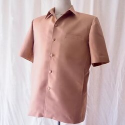 เสื้อซาฟารี คอปก ผ้าพื้น ไซส์ M สีส้มอิฐทองแดงสุก รหัส DS-CT-102800