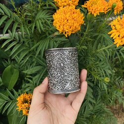 เครื่องประดับเงินแท้ กำไลตอกลาย ขนาดกว้าง 3 นิ้ว