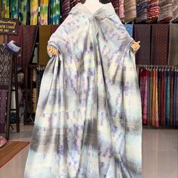 ผ้าไหมลายพิเศษ มัดหมี่เนื้อหนา ไหมแท้ สีม่วงพาสเทลเหลือบเทา เลือกตามขนาด รหัส MMFZ-116-090368152