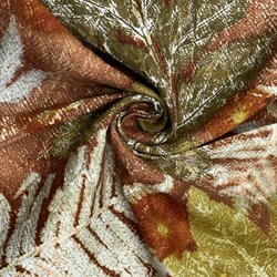 ผ้าคลุมไหล่ผ้าไหม Eco print เนื้อยกดอก มีชายครุย ขนาด 60x180ซม. สีน้ำตาล รหัส ECO-82-111468