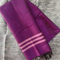 ผ้าคลุมไหล่ผ้าไหม ขนาด 65x200ซม.ลายอัมปรม มีชายครุย สีม่วง รหัส L5A-AA-0710684