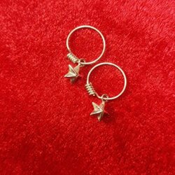 เครื่องประดับเงินแท้ ต่างหูเกลียวจี้หัวใจ,ดาว